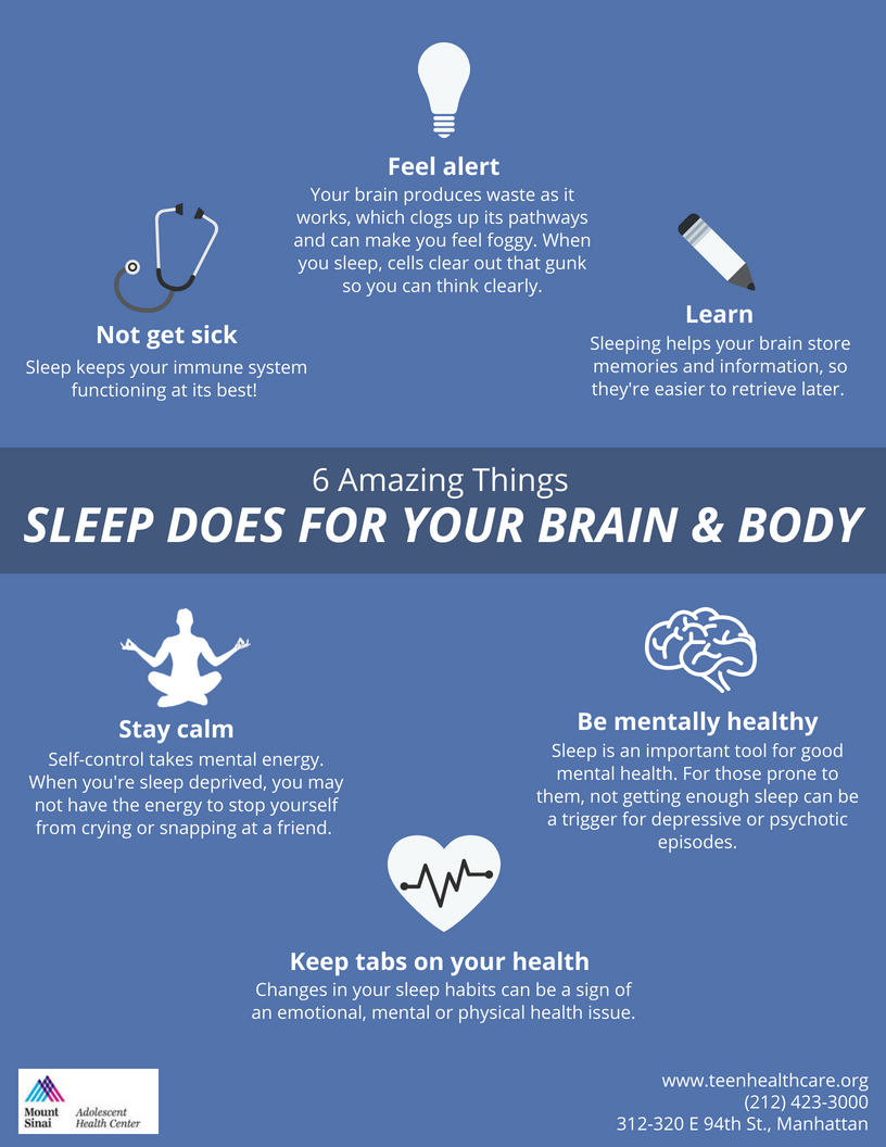 Infographic 6 Amazing Things Sleep Does For Your Brain And Body Mount Sinai Adolescent Health